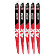 Milwaukee 48-00-7553 12" 5 TPI Nitrus Carbide Sawzall Reciprocating Saw Blade for Wood with Nails (5 Pack)