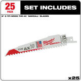 Milwaukee 48-00-8021 6" x 5/8TPI Super Sawzall AX Blade 25-Pack - 2