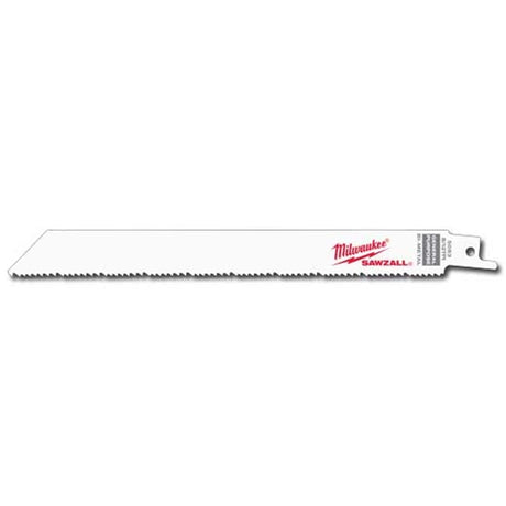 Milwaukee 48-00-8093 Super Sawzall Blade 8/12 Teeth per Inch 8-Inch Length, 25 Pack