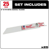 Milwaukee 48-00-8184 Super Sawzall Blade 18 Teeth per Inch 6-Inch Length, 25 Pack - 2