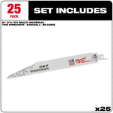 Milwaukee 48-00-8706 WRECKER Multi-Material SAWZALL Blade 9" 7/11TPI 25 Pack - 2