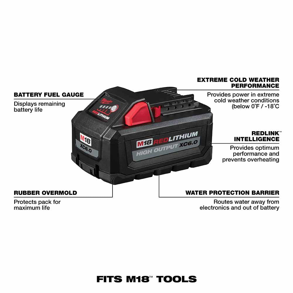 Milwaukee 48-11-1865 M18 REDLITHIUM High Output XC6.0 Battery Pack - 5