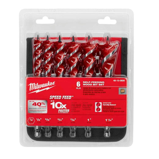 Milwaukee 48-13-0600 Speed Feed Self-Feeding Wood Bit Set, 6 Piece