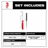 Milwaukee 48-13-8403 MILWAUKEE 9/16” x 54" Flexible Cable Auger Bit 3PC Set - 3