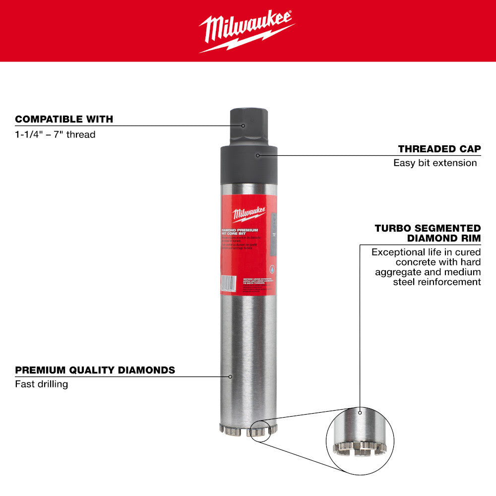 Milwaukee 48-17-3090 9" Diamond Premium Wet Core Bit - 4