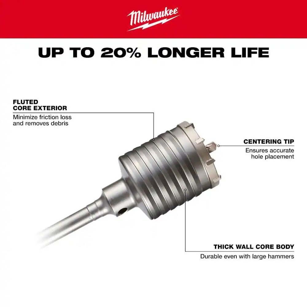 Milwaukee 48-20-5420 SDS-MAX Core Bit for Concrete and Brick Applications - 3
