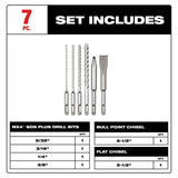 Milwaukee 48-20-7662 6pc. SDS Plus MX4 4-Cutter & Chisel Kit - 2