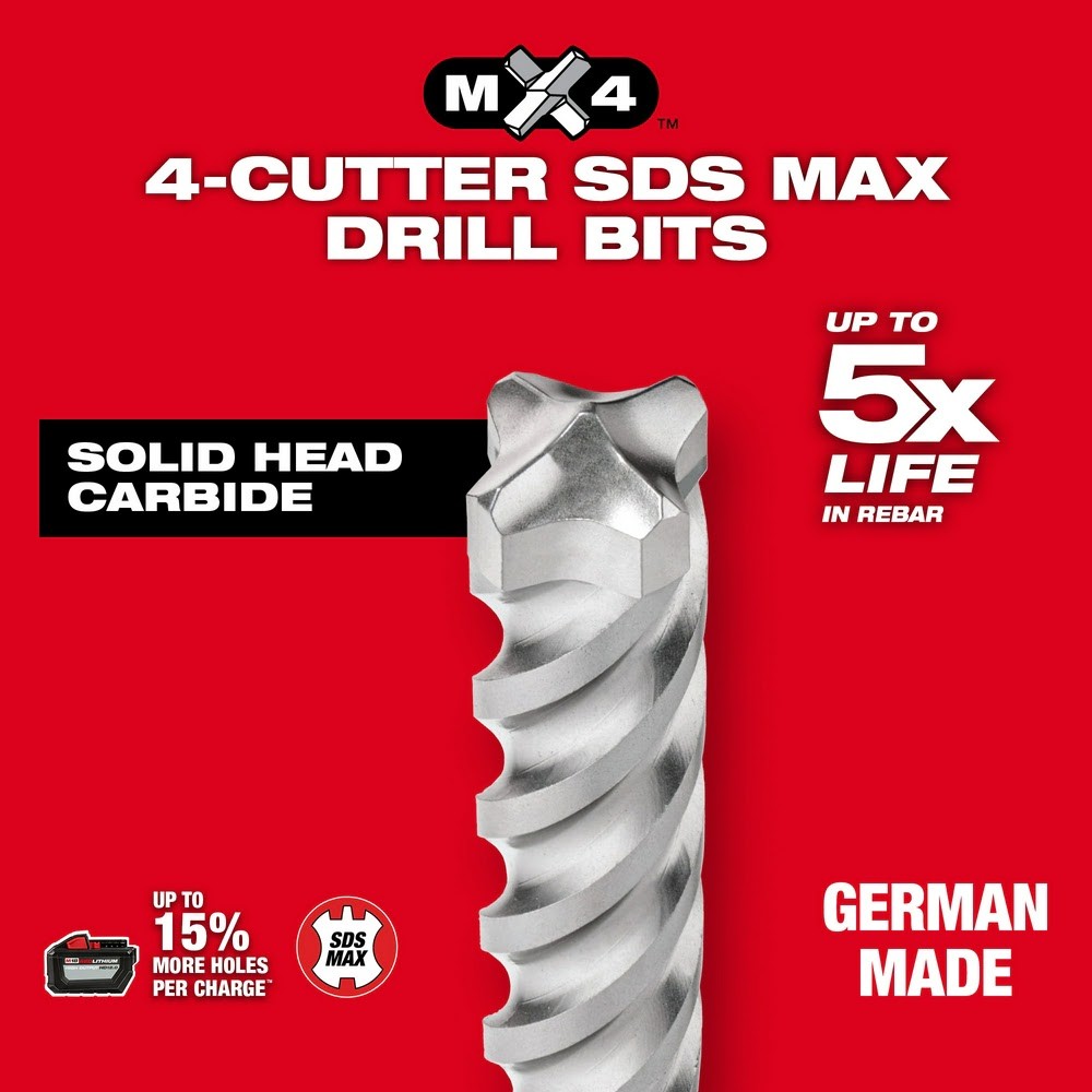 Milwaukee 48-20-7662 6pc. SDS Plus MX4 4-Cutter & Chisel Kit - 6