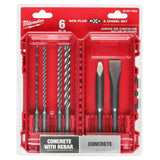 Milwaukee 48-20-7662 6pc. SDS Plus MX4 4-Cutter & Chisel Kit - 11