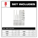 Milwaukee 48-20-7673 8pc. SDS Plus M/2 2-Cutter Drill Bit Kit - 2