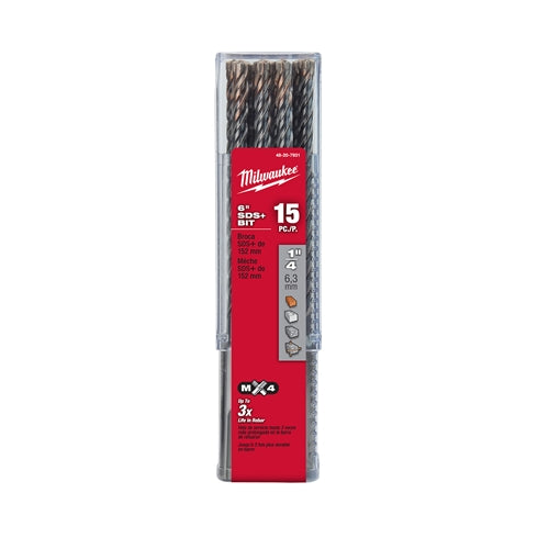 Milwaukee 48-20-7931 1/4" X 4" X 6" SDS Plus MX4 4 Cutter Carbide Bit, 15 Pack