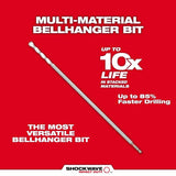 Milwaukee 48-20-8860 1/4" x 16" x 18" SHOCKWAVE Impact Duty Carbide Bellhanger Multi-Material Bit - 6