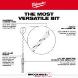 Milwaukee 48-20-8874 3/16" x 4" SHOCKWAVE Carbide Multi-Material Drill Bit for Concrete Screws - 5