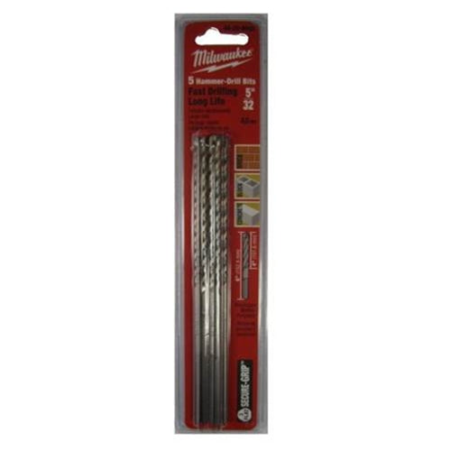 Milwaukee 48-20-8955 5/32" x 6" Hammer Drill Bits - 5 Pack