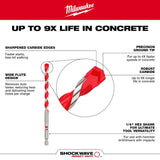 Milwaukee 48-20-9006 3/16" x 4" x 6" SHOCKWAVE™ Carbide Hammer Drill Bit - 6