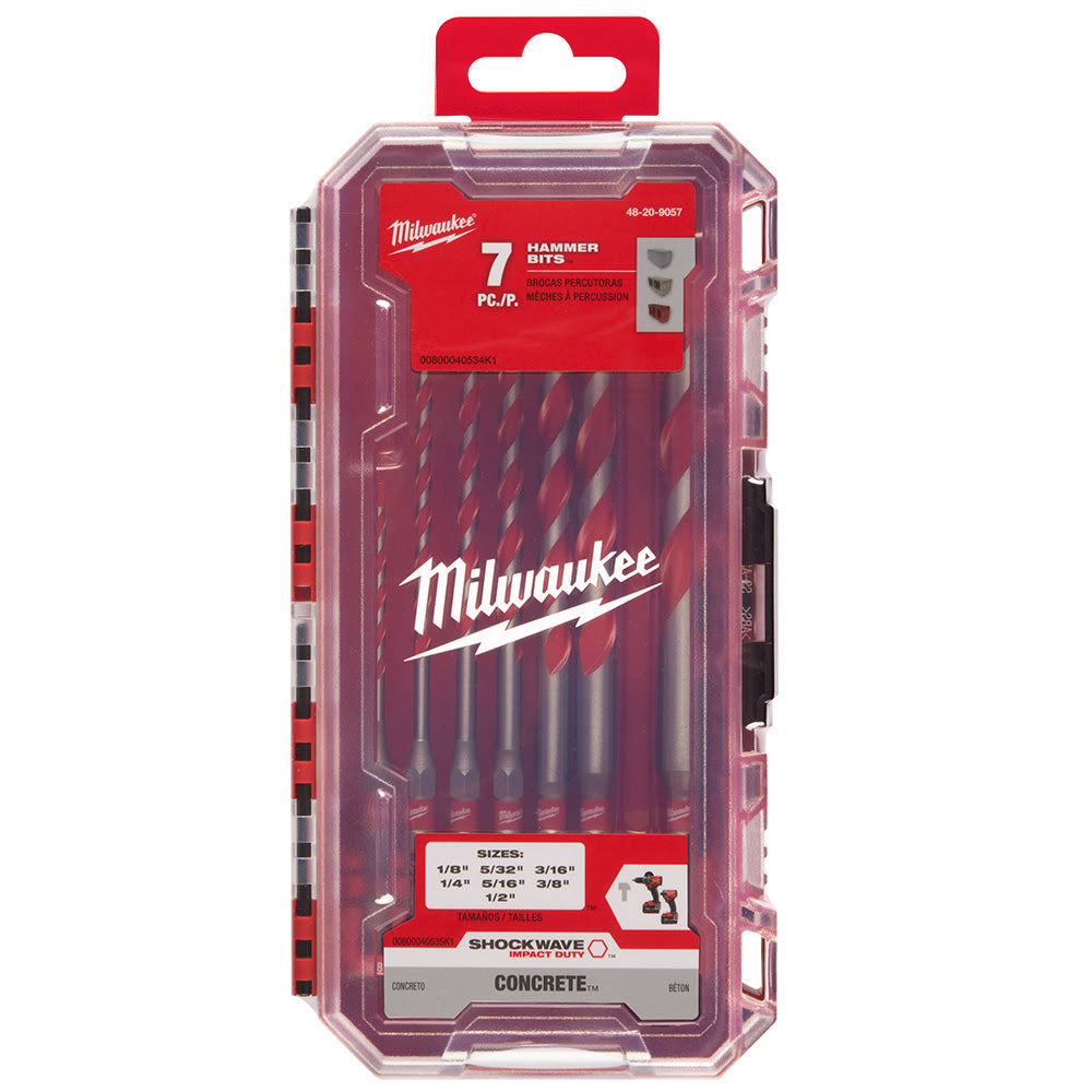 Milwaukee 48-20-9057 7pc. Large SHOCKWAVE™ Carbide Hammer Drill Bit Kit - 10