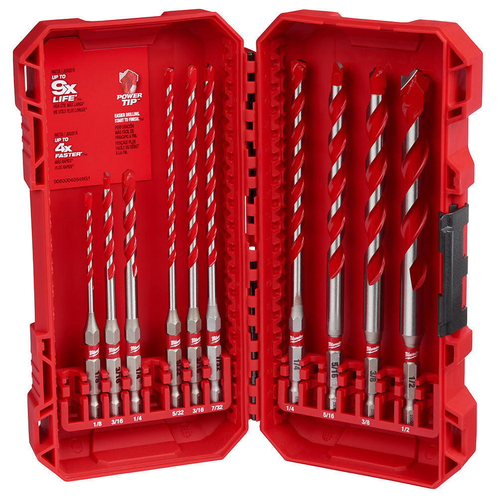 Milwaukee 48-20-9058 10pc. SHOCKWAVE Impact DUTY Carbide Hammer Drill Bit Kit