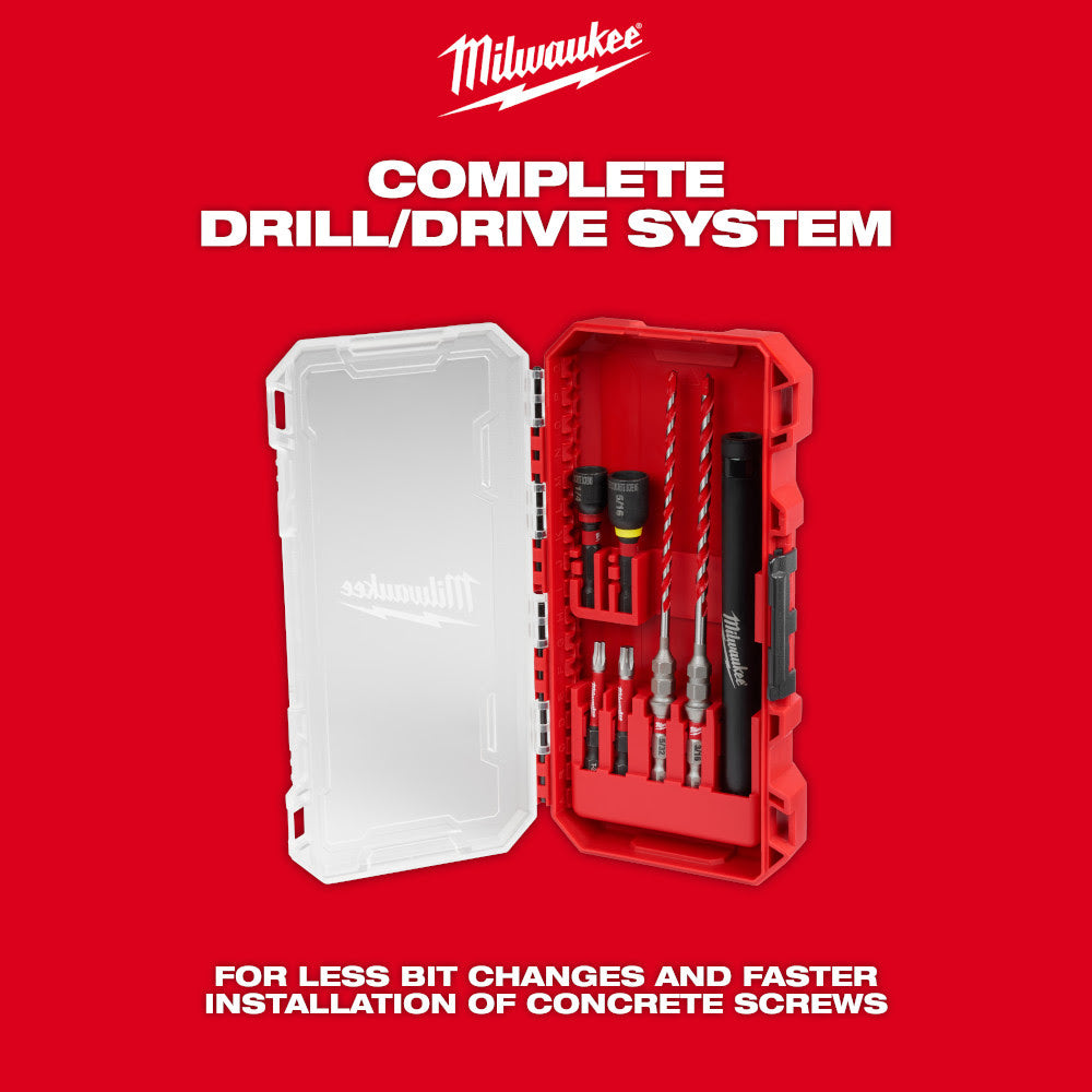 Milwaukee 48-20-9097 7pc. SHOCKWAVE Impact DUTY Carbide Hammer Drill Bit Concrete Screw Install Kit - 6