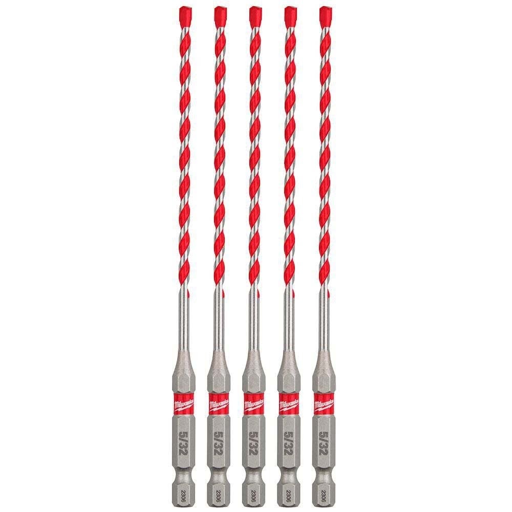 Milwaukee 48-20-9155 SHOCKWAVE Carbide Hammer Drill Bit for Concrete, Brick and Block (5 Pack) - 2