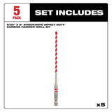 Milwaukee 48-20-9155 SHOCKWAVE Carbide Hammer Drill Bit for Concrete, Brick and Block (5 Pack) - 3
