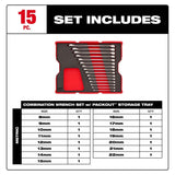 Milwaukee 48-22-0154 15pc. Metric Combination Wrench Set with Tray for PACKOUT Drawers - 3
