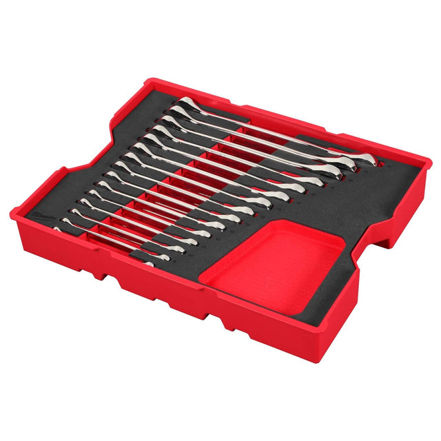Milwaukee 48-22-0156 15pc. Metric Ratcheting Combination Wrench Set with Tray for PACKOUT Drawers