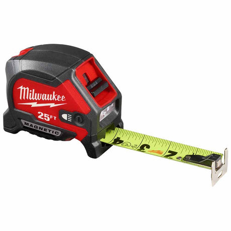 Milwaukee 48-22-0428 25" Compact Wide Blade Magnetic Tape Measure w/ Rechargeable 100 Lumen LED Light