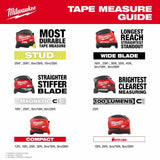 Milwaukee 48-22-0428 25" Compact Wide Blade Magnetic Tape Measure w/ Rechargeable 100 Lumen LED Light - 10