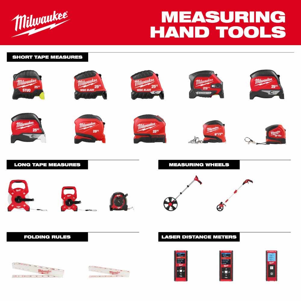 Milwaukee 48-22-0428 25" Compact Wide Blade Magnetic Tape Measure w/ Rechargeable 100 Lumen LED Light - 11