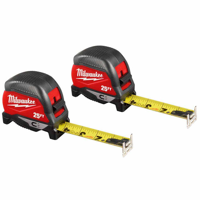 Milwaukee 48-22-1025MG 25ft Magnetic Tape Measure 2-Pack