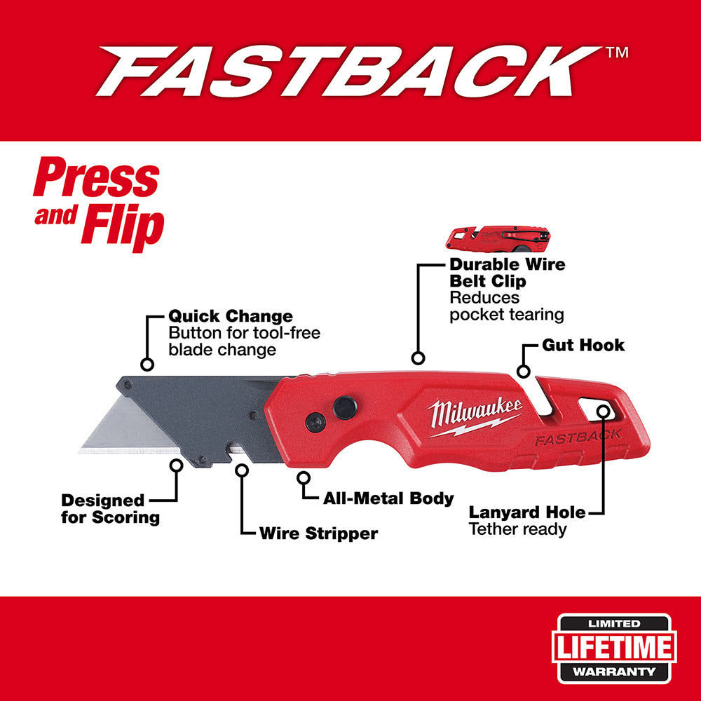 Milwaukee 48-22-1501 FASTBACk Folding Utility Knife - 4