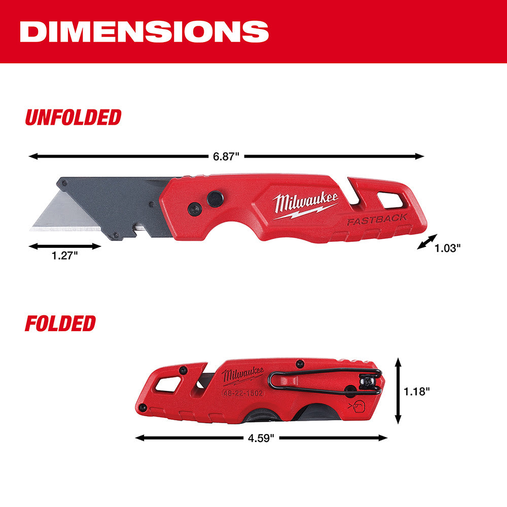 Milwaukee 48-22-1502 FASTBACK Folding Utility Knife w/ Blade Storage - 8