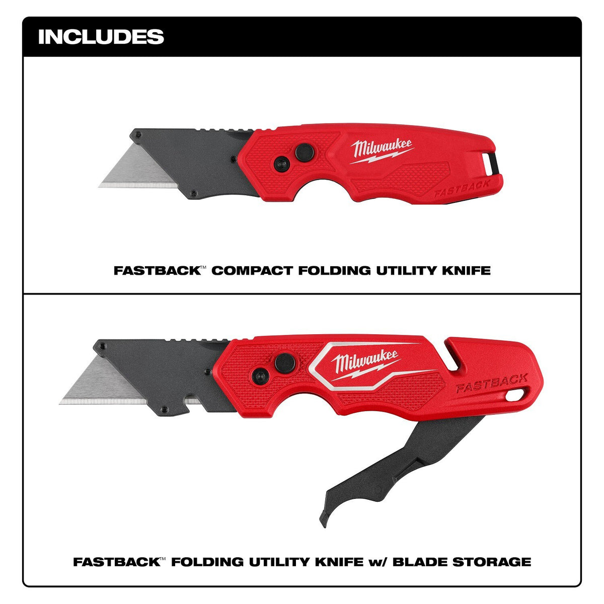 Milwaukee 48-22-1603 FASTBACK Folding Utility Knife Set with Blade Storage (2 Piece) - 2