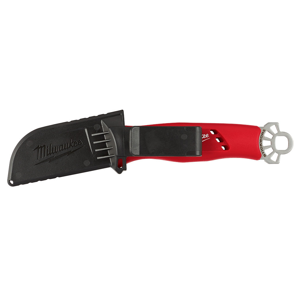 Milwaukee 48-22-1923 Lineman’s Blunt Tip Hawkbill Knife w/ STICKWORK 3-in-1 Ring - 3