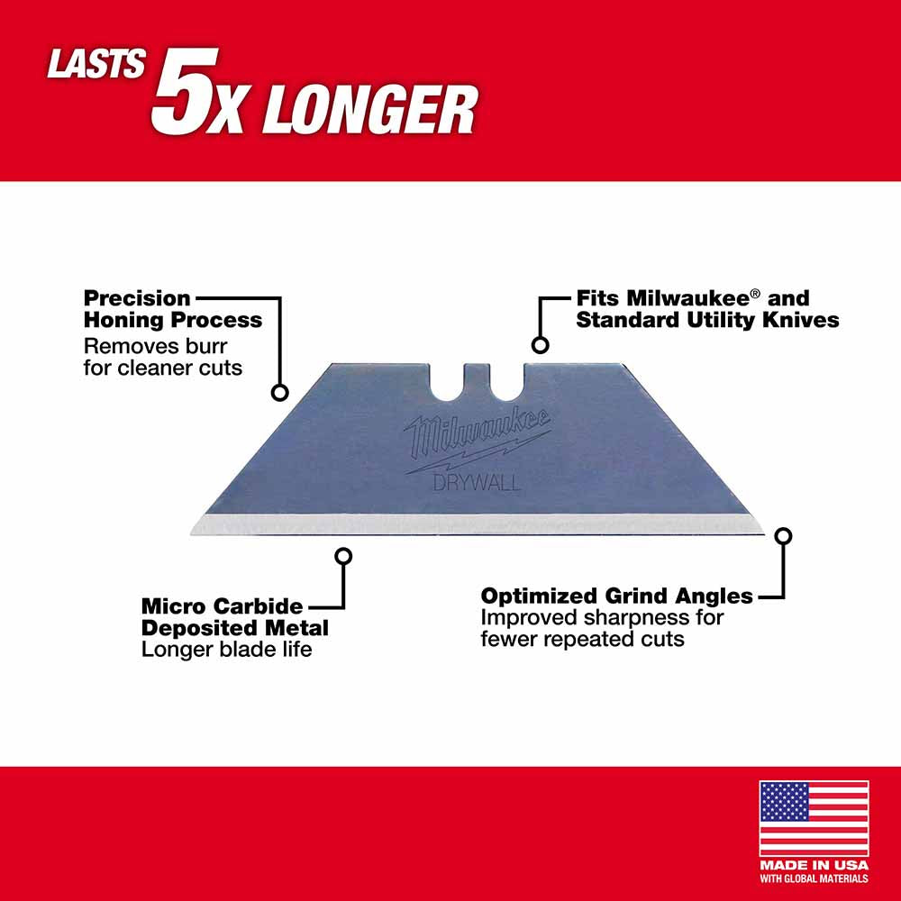 Milwaukee 48-22-1933 5 PC Drywall Utility Knife Blades - 4