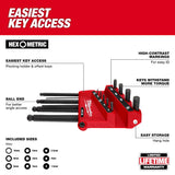 Milwaukee 48-22-2186 9-Key Ball End  L-Key Set - Metric - 2