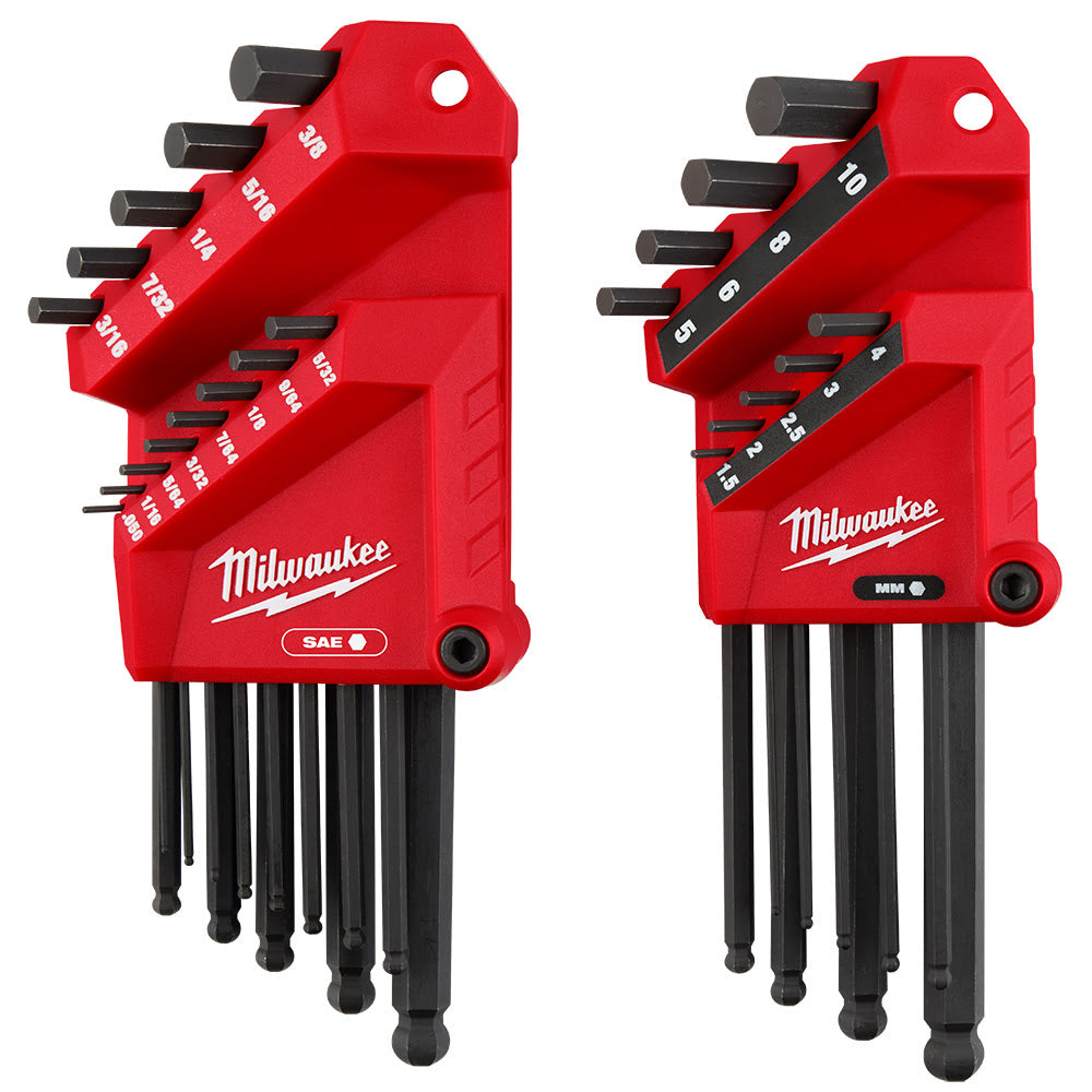 Milwaukee 48-22-2187 22-Key Ball End L-Key Set - SAE/Metric - 8