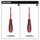 Milwaukee 48-22-2207 2pc 1000V Insulated Slim Tip Screwdriver Set - 6
