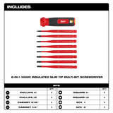 Milwaukee 48-22-2218 8-in-1 1000V Insulated Slim Tip Multi-Bit Screwdriver - 2