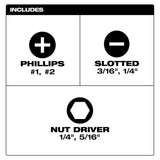 Milwaukee 48-22-2762 6-IN-1 Stubby Multi-Bit Screwdriver - 7