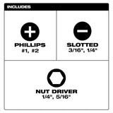 Milwaukee 48-22-2763 2pc 11-in-1 Multi-Bit Screwdriver and 6-IN-1 Stubby Multi-Bit Screwdriver - 5