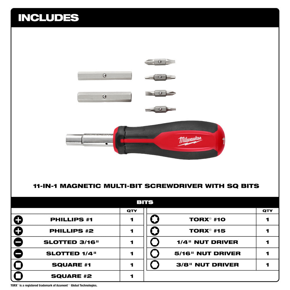 Milwaukee 48-22-2914 11-in-1 Magnetic Multi-Bit Screwdriver - 2