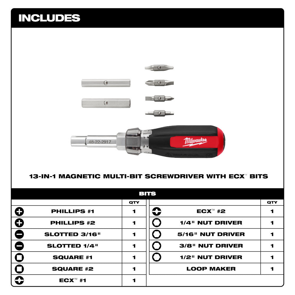 Milwaukee 48-22-2917 13-in-1 Magnetic Multi-Bit Screwdriver - 2