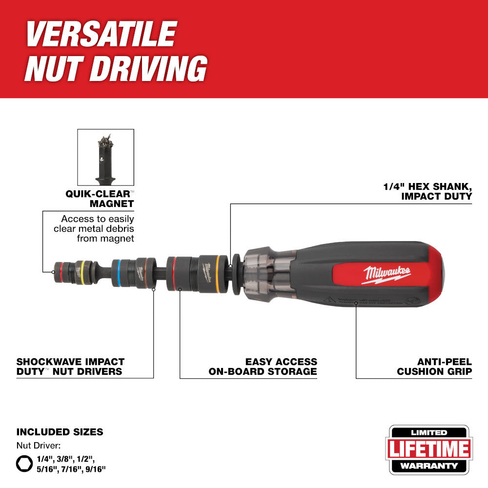 Milwaukee 48-22-2921 Multi-Nut Driver W/ SHOCKWAVE Impact Duty Magnetic Nut Drivers - 3