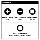 Milwaukee 48-22-2922 8-in-1 Multi-Bit and Nut Driver with Shockwave Impact Duty Bits and Nut Drivers - 2