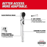 Milwaukee 48-22-2951 1/4" Hex Drive Mini Flex Head Bit Ratchet with 4 Degree Arc Swing - 2