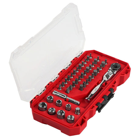Milwaukee 48-22-2952 1/4" Hex Drive Mini Flex Head Ratchet and Bit Set (44 Piece Set)