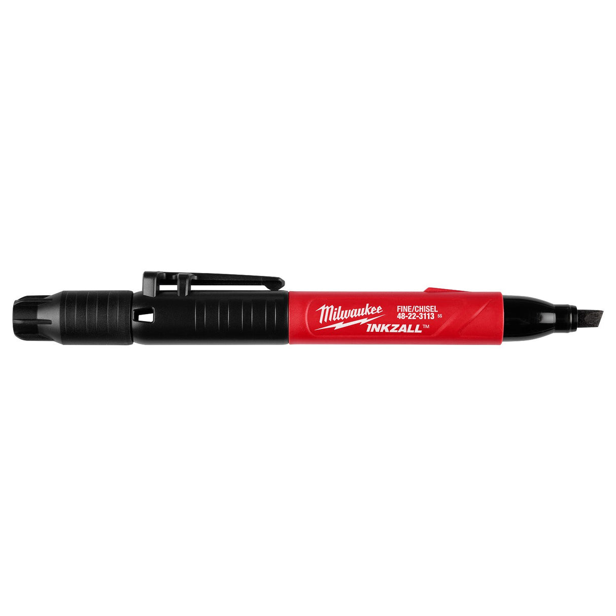 Milwaukee 48-22-3113 Double Sided Black Jobsite Marker with Fine Point and Chisel Tip - 10