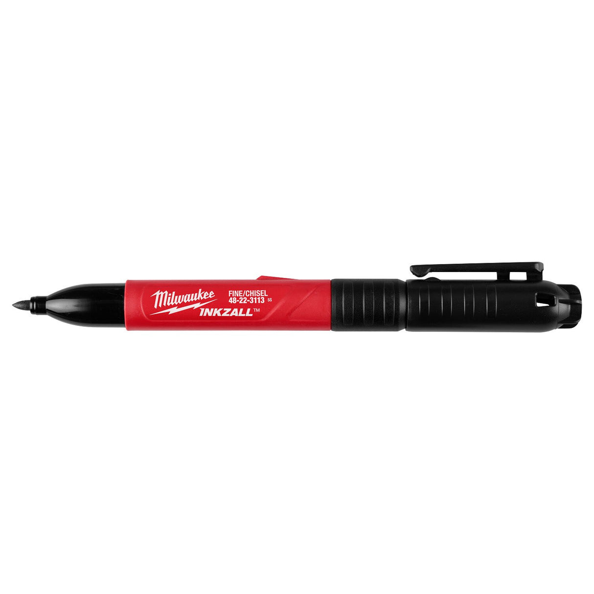 Milwaukee 48-22-3113 Double Sided Black Jobsite Marker with Fine Point and Chisel Tip - 11