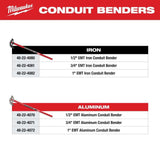 Milwaukee 48-22-4072 1 Inch EMT Aluminum Conduit Bender with Steel Handle and High-Contrast Markings - 5